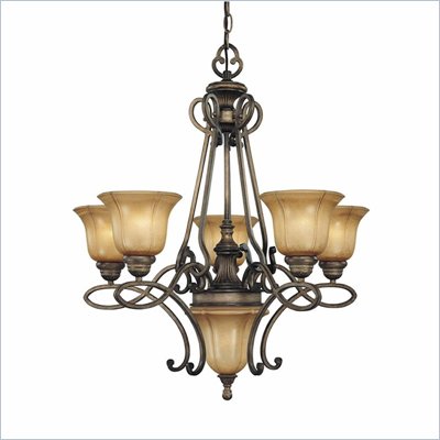 Minka Lighting La Cecilia 5 Light Chandelier Minka Lavery in Patina Iron with Spumanti Lace Glass