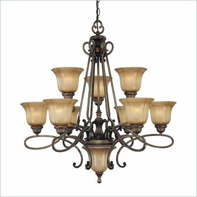 Minka Lighting La Cecilia 10 Light Chandelier Minka Lavery in Patina Iron with Spumanti Lace Glass