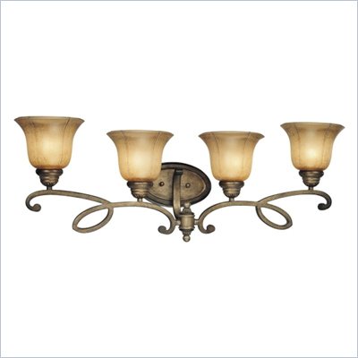 Minka Lighting La Cecilia 4 Light Bath Minka Lavery in Patina Iron with Spumanti Lace Glass