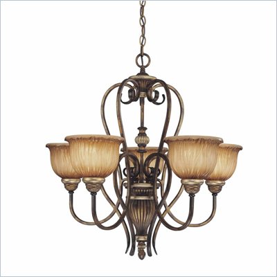 Minka Lighting Raffine 5 Light Chandelier Minka Lavery in Raffine Aged Patina with Toned Spumanti Strato Glass