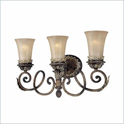 Metropolitan Salamanca 3 Light Bath in Cattera Bronze with Avorio Mezzo Glass and Pen Shell Inlay