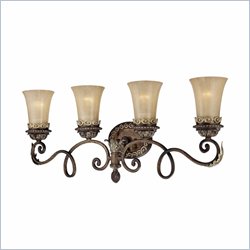 Metropolitan Salamanca 4 Light Bath in Cattera Bronze with Avorio Mezzo Glass and Pen Shell Inlay