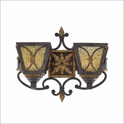 Metropolitan Monte Titano 2 Light Wall Sconce in Monte Titano Oro with Butterscotch Swirl Piastra Glass