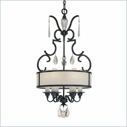 Metropolitan Castellina 6 Light Pendant in Castellina Aged Iron with White Iris Glass