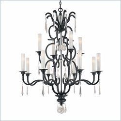 Metropolitan Castellina 12 Light 2 Tier Chandelier in Castellina Aged Iron with White Iris Glass