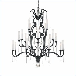 Metropolitan Castellina 20 Light 3 Tier Chandelier in Castellina Aged Iron with White Iris Glass