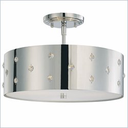 George Kovacs 3 Light Semi Flush in Chrome with Perforated Steel with Crystals