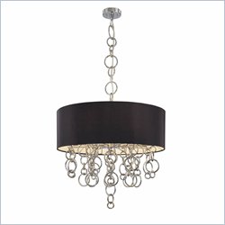 George Kovacs 8 Light Pendant in Chrome with Black Fabric Shade