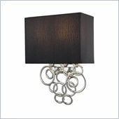 George Kovacs 2 Light Wall Sconce in Chrome with Black Fabric Shade