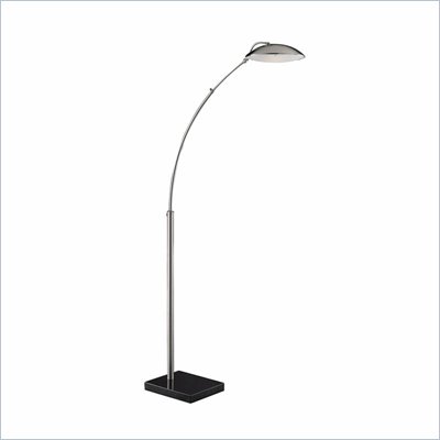 George Kovacs Brushed Nickel Floor Lamp with Black Marble Base and Metal Shade