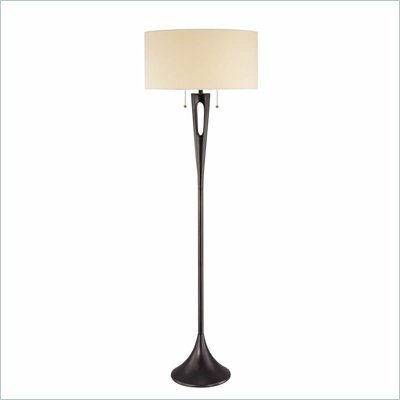 George Kovacs 1 Light Floor Lamp in Antique Dorian Bronze with White Fabric Shade