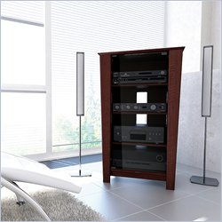 Sonax Torino Ebony Pecan Three Shelf Component Stand With Glass Door