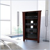 Sonax Torino Ebony Pecan Three Shelf Component Stand With Glass Door