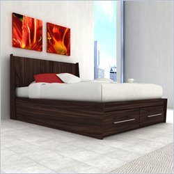 Sonax Pacific Full Platform Bed with Storage Drawers in Ebony Pecan