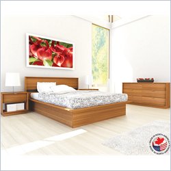 Sonax Manning Contemporary Enternity Walnut Queen Bed 4 Piece Set