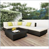Sonax PT-301 Textured Black 5 Piece Patio Sectional Set