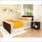 Sonax Brook Hollow Core Double Bed and Nightstand Set in Ebony Pecan