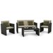 Corliving Creekside 4 Piece Outdoor Sofa Set in Charcoal Black Weave