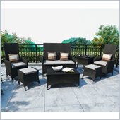 Sonax Cascade 7 Piece Patio Set in River Rock Black Weave