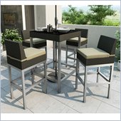 Sonax Lakeside Bar Height Patio Set in River Rock Black Weave