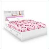 Sonax Willow Double Storage Bed with Bookcase headboard in Frost White