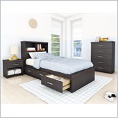 Sonax Willow Single Storage Bed w/ Headboard in Ravenwood Black