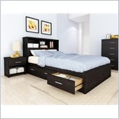 Sonax Willow Double Storage Bed with Headboard in Ravenwood Black