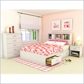 Sonax Willow Queen Storage Bed with Bookcase Headboard in Frost White