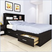 Sonax Willow Queen Storage Bed with Bookcase in Ravenwood Black 