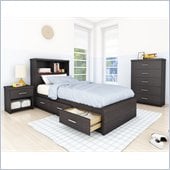 Sonax Willow Storage Bed 4 Piece Bedroom Set in Ravenwood Black