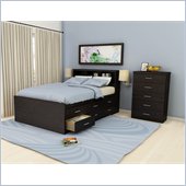 Sonax Willow Captain's Storage Bed 4 Piece Bedroom Set in Ravenwood Black