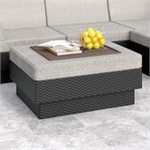 Sonax Textured Black Ottoman in Black Resin Rattan