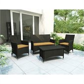 Sonax Cascade 4 Piece Patio Set in River Rock Black Weave