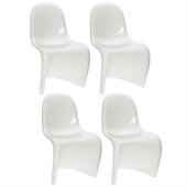 Sonax CorLiving Continuous Form Dining Chair in White Gloss (Set of 4)