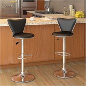 Sonax CorLiving Tall Back Bar Stool in Black Leatherette (Set of 2)
