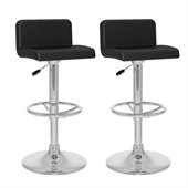 Sonax CorLiving Low Back Bar Stool in Black Leatherette (Set of 2)