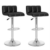 Sonax CorLiving Low Back Bar Stool in Black Leatherette (Set of 2)