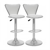 Sonax CorLiving Curved Back Bar Stool in White Leatherette (Set of 2)