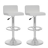 Sonax CorLiving Low Back Bar Stool in White Leatherette (Set of 2)