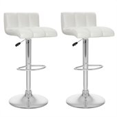 Sonax CorLiving Low Back Bar Stool in White Leatherette (Set of 2)
