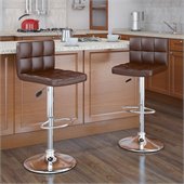 Sonax CorLiving High Back Bar Stool in Brown Leatherette (Set of 2)