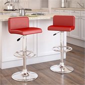 Sonax CorLiving Low Back Bar Stool in Red Leatherette (Set of 2)