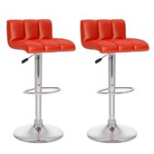 Sonax CorLiving Low Back Bar Stool in Red Leatherette (Set of 2)