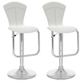 Sonax CorLiving Tapered Back Bar Stool in White Leatherette (Set of 2)