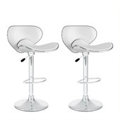 Sonax CorLiving Form Fitting Bar Stool in White Leatherette (Set of 2)