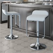 Sonax CorLiving Bar Stool with Footrest in White Leatherette(Set of 2)