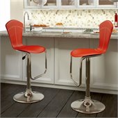 Sonax CorLiving Tapered Back Bar Stool in Red Leatherette (Set of 2)