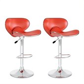 Sonax CorLiving Form Fitting Bar Stool in Red Leatherette (Set of 2)