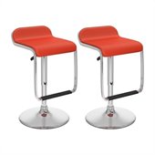 Sonax CorLiving  Bar Stool with Footrest in Red Leatherette (Set of 2)