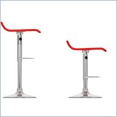 Sonax CorLiving Curved  Bar Stool in Red Leatherette (Set of 2)